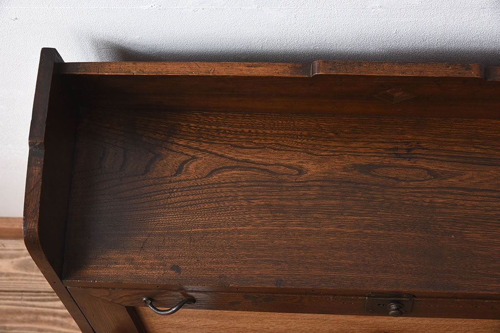レトロ家具　ナラ材製　象嵌!古い木のレトロなライティングビューロー