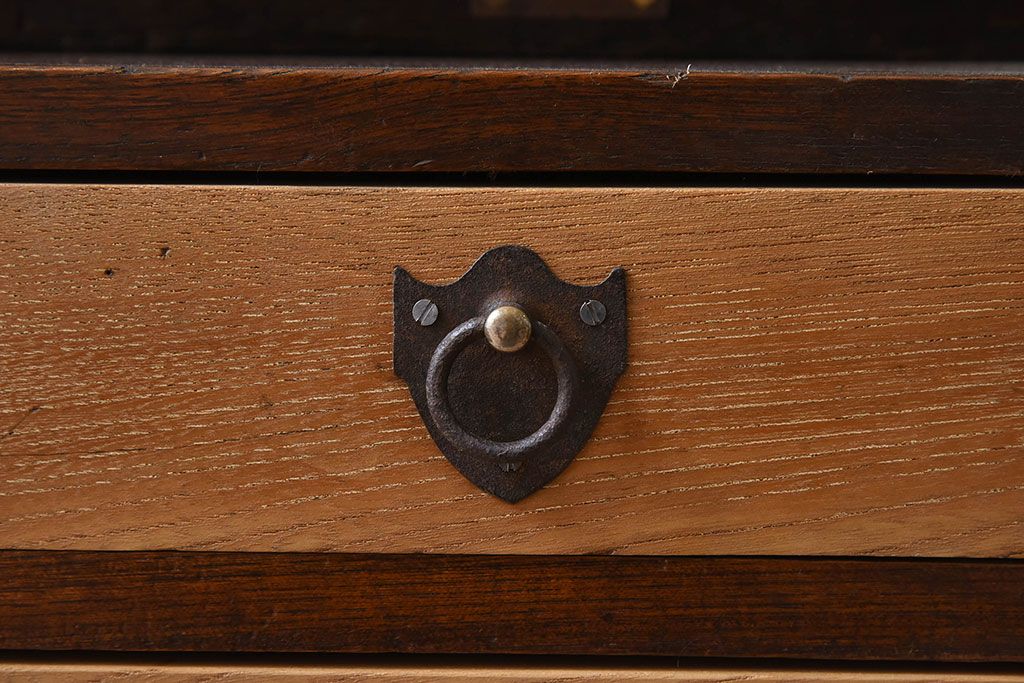 レトロ家具　ナラ材製　象嵌!古い木のレトロなライティングビューロー