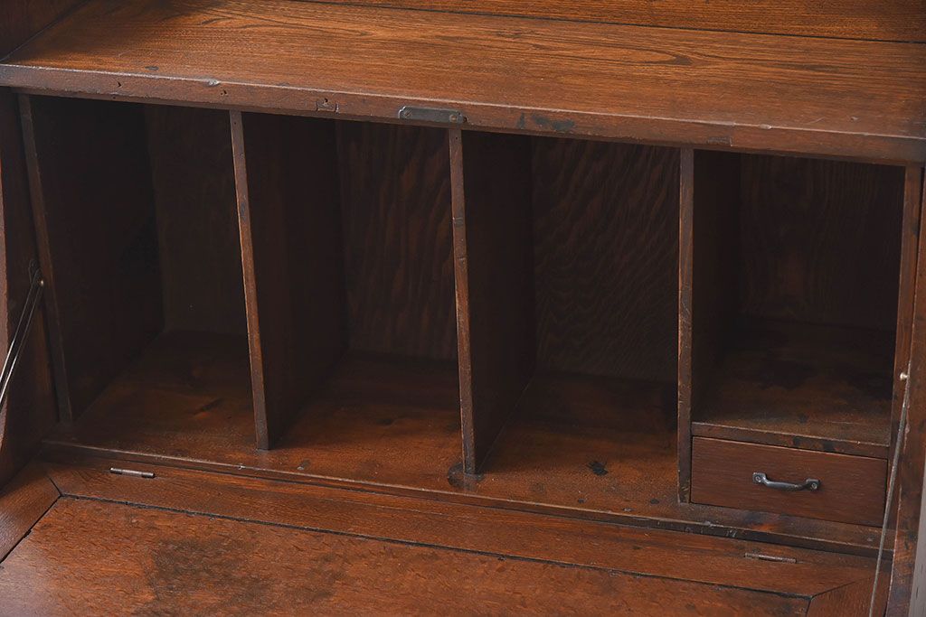 レトロ家具　ナラ材製　象嵌!古い木のレトロなライティングビューロー