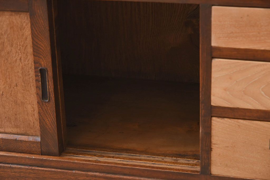 レトロ家具　ナラ材製　象嵌!古い木のレトロなライティングビューロー