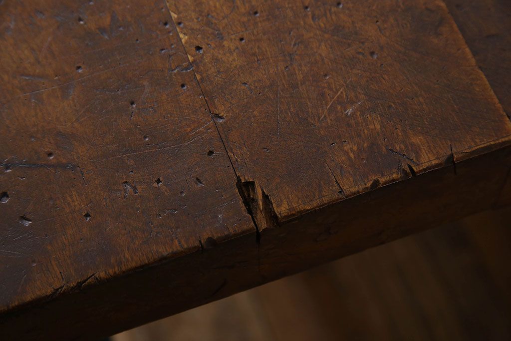 ヴィンテージ家具　アイアンフレームのシャビーなビンテージ作業台(テーブル)(3)