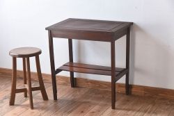 レトロ家具　レトロな古い木のサイドテーブル(作業台)