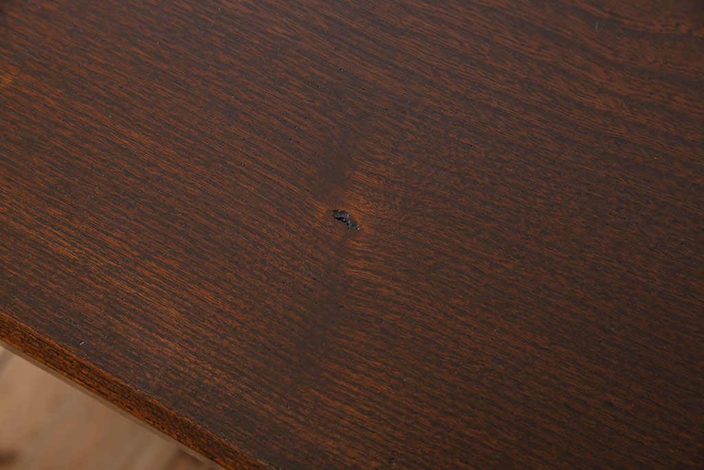 アンティーク家具　欅材　天板一枚板　大正期　おしゃれな脚の古い文机　和製アンティーク