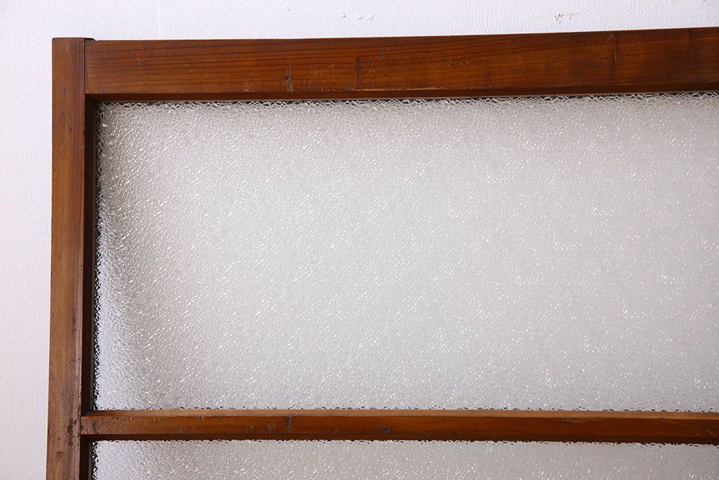 アンティーク　レトロな古い木味のダイヤガラス入り引き戸2枚セット(窓)(2)