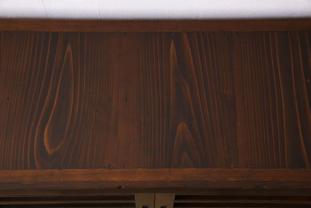 アンティーク家具　明治期　五尺　横桟四枚引き戸　収納箪笥ローボード(水屋箪笥、テレビ台、キャビネット、収納棚)