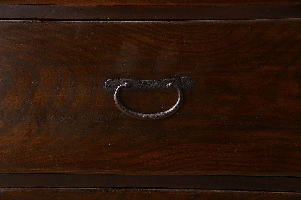 アンティーク家具　前面欅材　大正期　古い木の上質な縦型引き出し　アンティーク