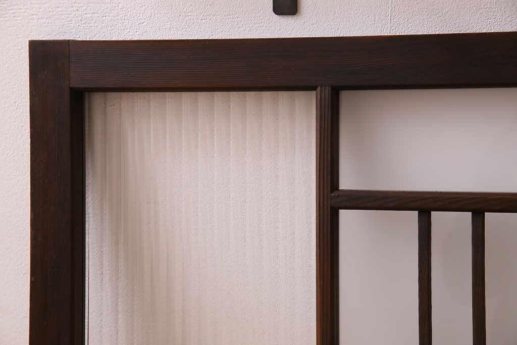 昭和レトロ　モールガラス・すりガラス入り!古い木製の明り取り2枚セット