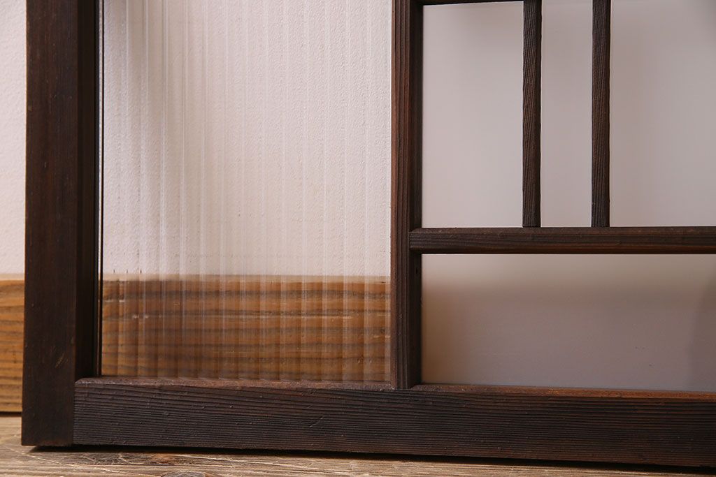 昭和レトロ　モールガラス・すりガラス入り!古い木製の明り取り2枚セット