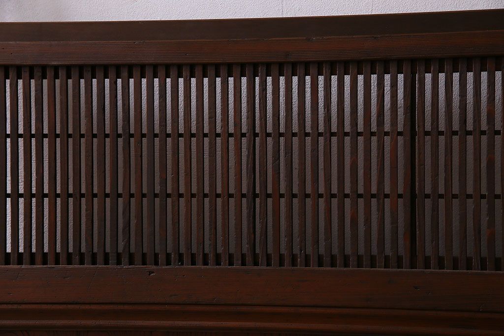 アンティーク　裏障子付き　上品なデザイン!気泡ガラス帯の格子戸2枚セット