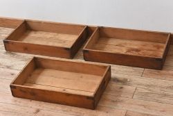 アンティーク雑貨　昭和レトロ　シンプルなデザインの木箱3個セット