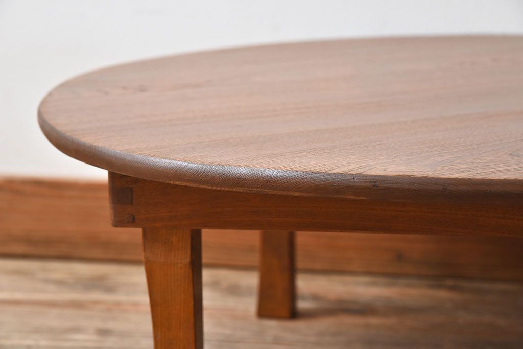レトロ家具　昭和レトロ　栓材製! 折り畳み式 丸型のアンティークちゃぶ台
