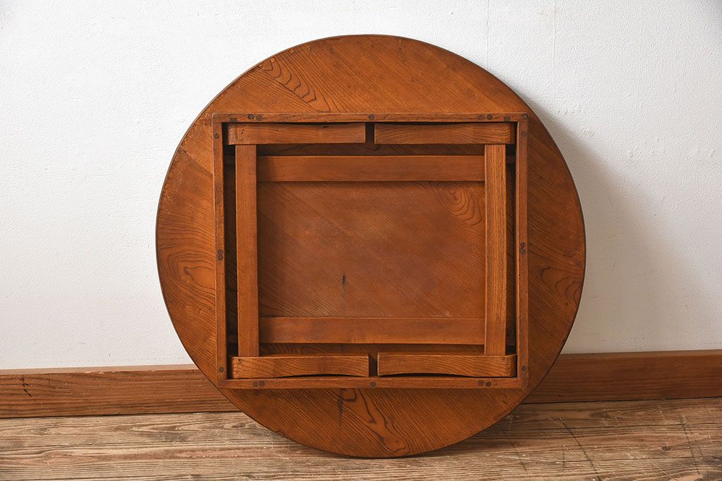 レトロ家具　昭和レトロ　栓材製! 折り畳み式 丸型のアンティークちゃぶ台