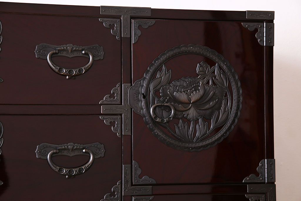 中古　仙台民芸箪笥(仙台箪笥)　欅産業　KB-34D　木地呂塗り　衣装箪笥(定価1117800円)