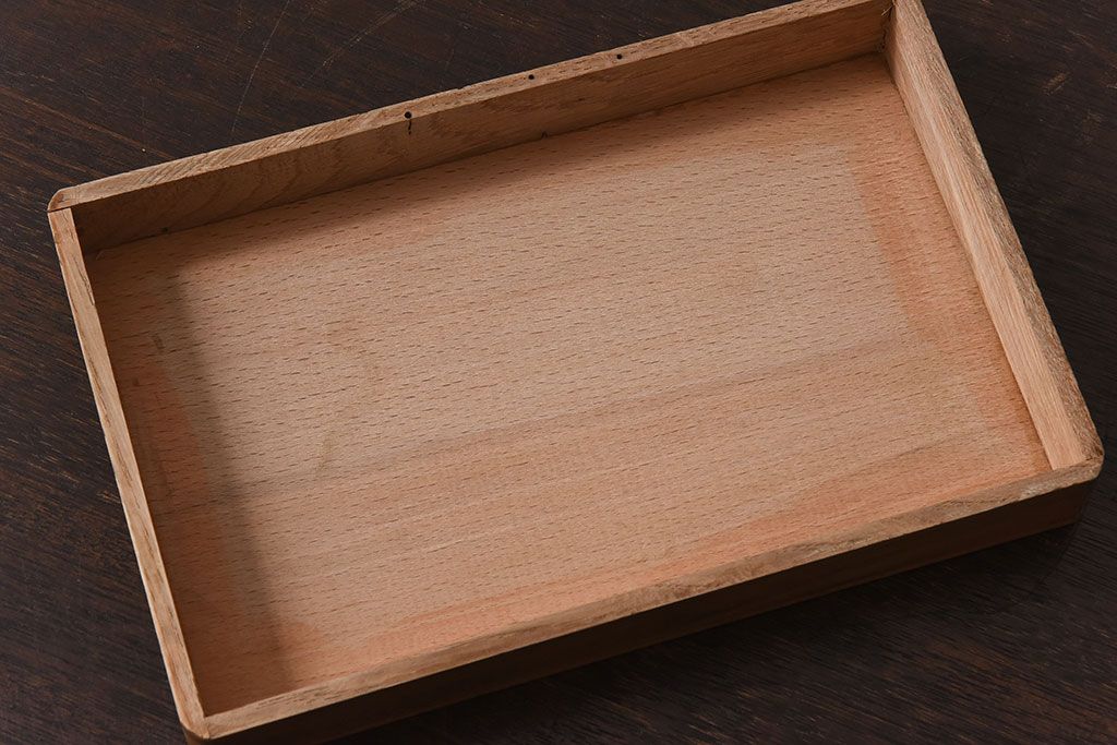 アンティーク雑貨　古いナラ材の小物収納文箱(木箱・小箱・収納箱)　和製アンティーク