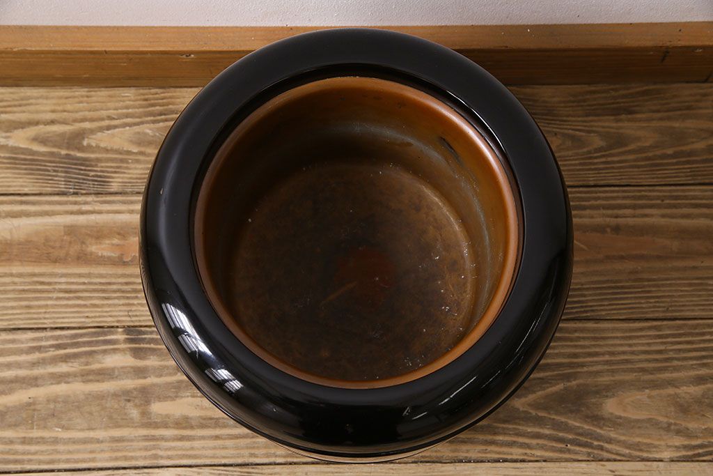 アンティーク雑貨　木製!和製アンティーク　なめらかな光沢が美しい丸火鉢