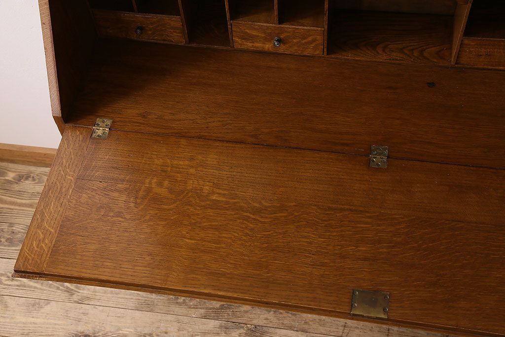 アンティーク家具　特注品　特大サイズ　Minty Oxford(ミンティ オックスフォード)社製!スタッキングブックケース付きライティングビューロー
