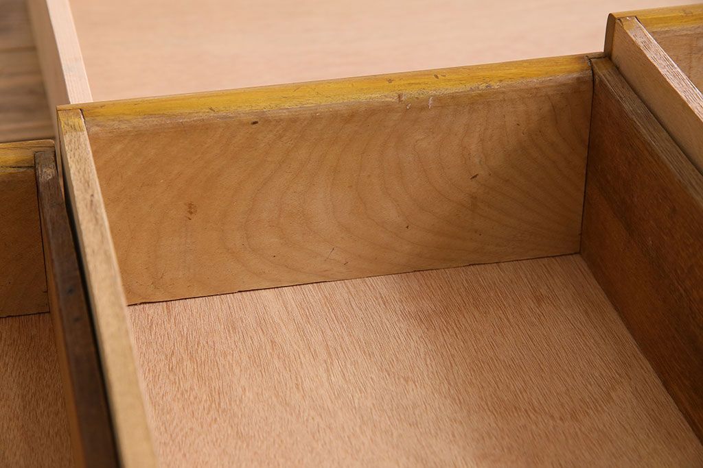レトロ家具　昭和レトロ　変わり型　ナラ材のアンティーク片袖机(デスク)