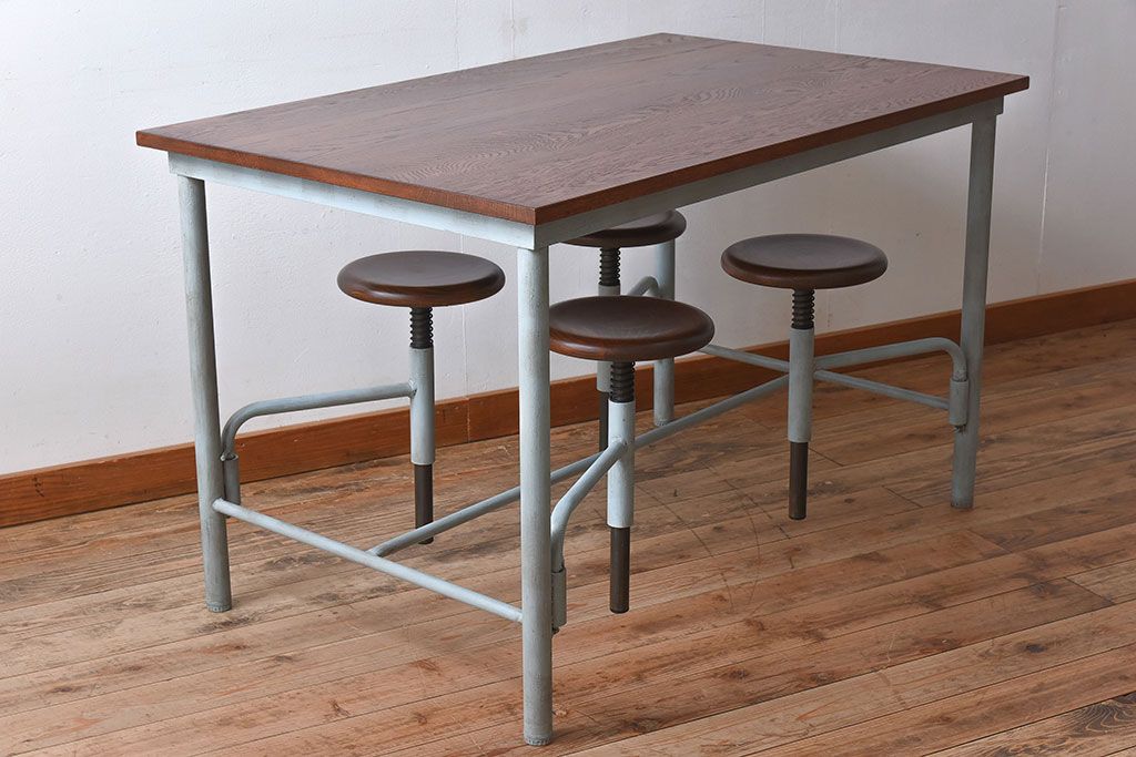ラフジュ工房オリジナル 4脚格納スツールの作業台(テーブル・机)(3)