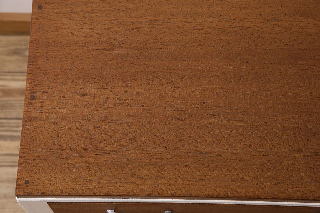 アンティーク家具　アンティークペイント 木のぬくもりとお洒落なカラーリングが素敵な片袖机(テーブル、デスク、在宅ワーク、在宅用)