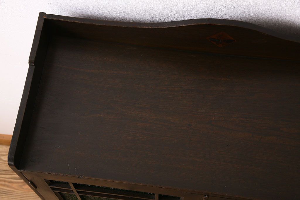 アンティーク家具　大正ロマン　和製アンティーク　当時物色ガラスがおしゃれな本箱(ブックケース)