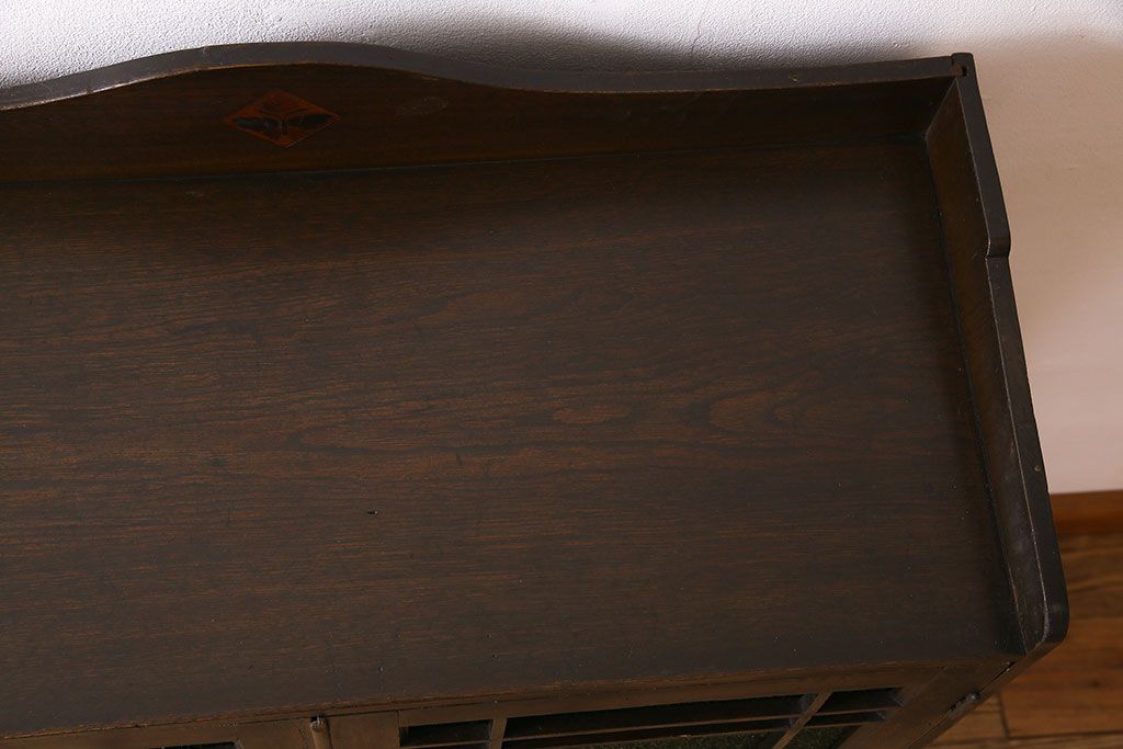 アンティーク家具　大正ロマン　和製アンティーク　当時物色ガラスがおしゃれな本箱(ブックケース)
