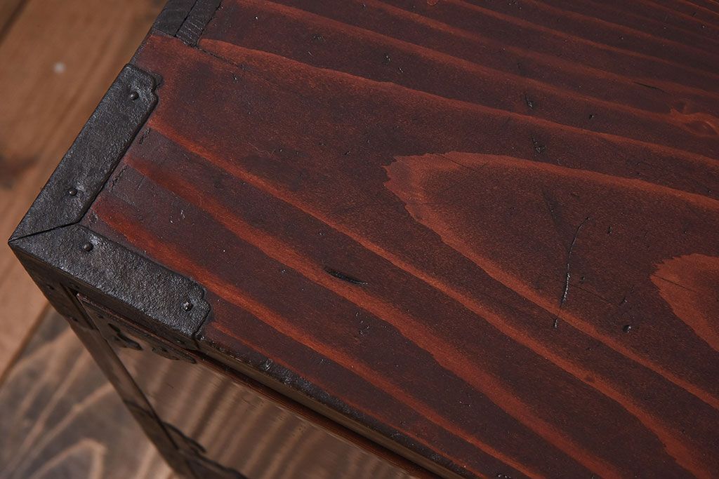 アンティーク家具　和製アンティーク　前面欅材　古い木の味わいが重厚な仙台箪笥ローボード(衣装箪笥)(1)
