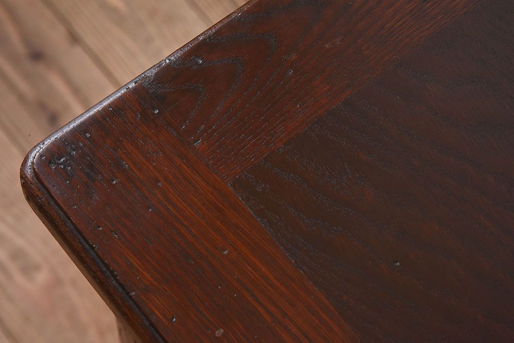 アンティーク家具　イギリスアンティーク　作業台付き!オーク材製のぬくもりあふれる両袖机(2)