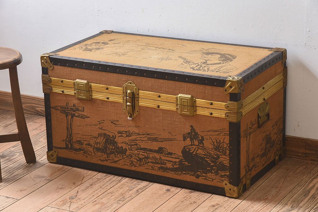 アンティーク雑貨　1950年頃　イギリスアンティークのレトロなトランク