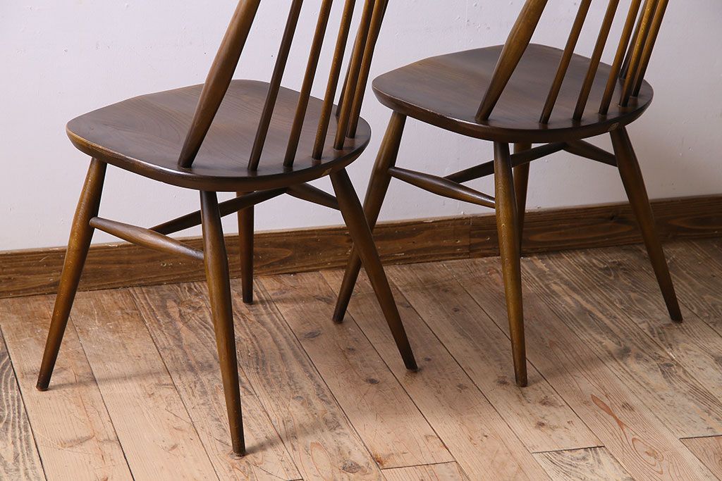 ヴィンテージ家具　イギリス　ERCOL(アーコール)　ビンテージ　ゴールドスミスチェア(ハイバックチェア)　2脚セット