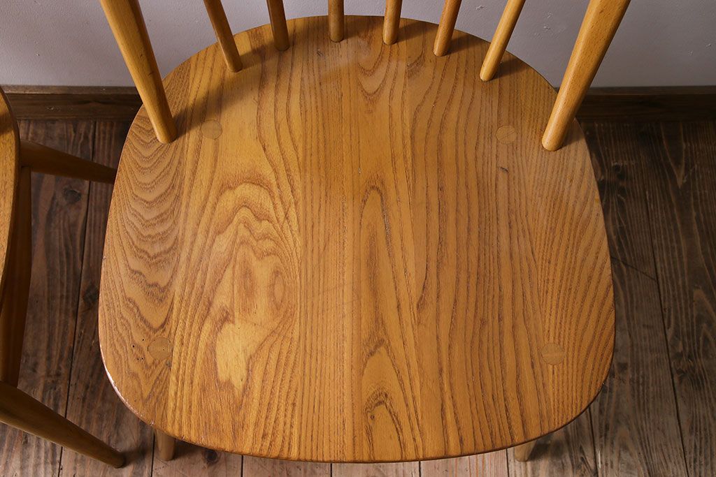 ヴィンテージ家具　イギリス　ERCOL(アーコール)　ビンテージ　ウィンザーダイニングチェア　2脚セット