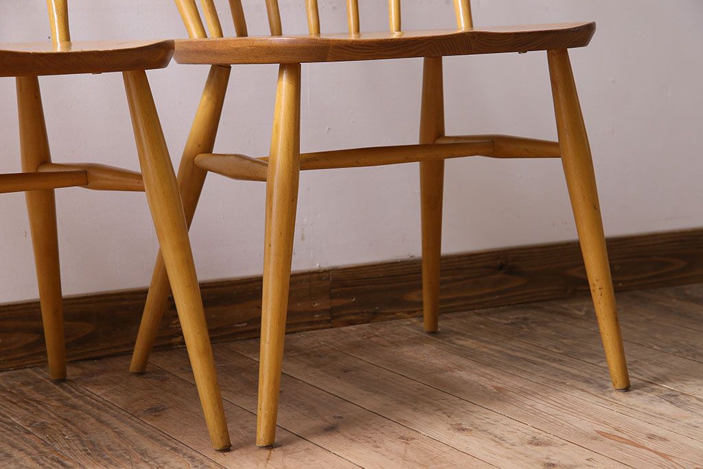 ヴィンテージ家具　イギリス　ERCOL(アーコール)　ビンテージ　ウィンザーダイニングチェア　2脚セット