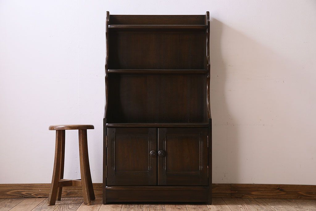 ヴィンテージ家具　ERCOL(アーコール)　イギリスビンテージ　オールドコロニアル　カップボードブックケース(本棚)