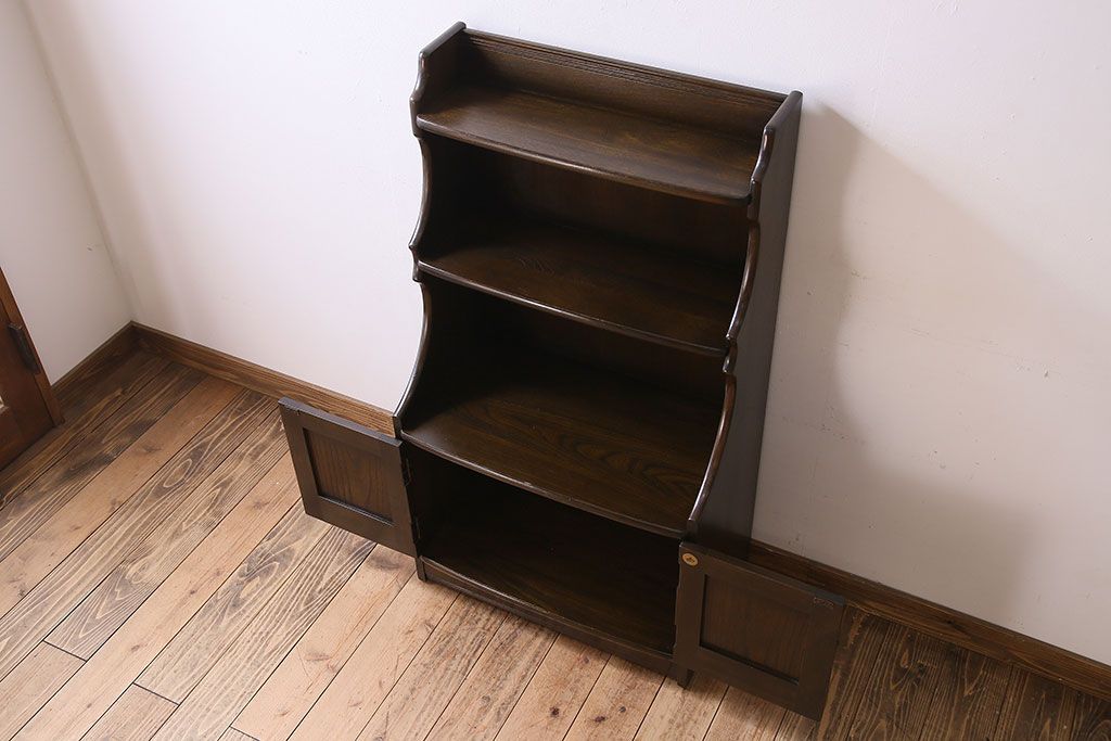 ヴィンテージ家具　ERCOL(アーコール)　イギリスビンテージ　オールドコロニアル　カップボードブックケース(本棚)