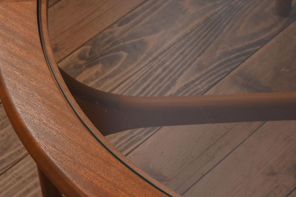 【S様ご成約済み・ご決済用】北欧家具　ビンテージ　ガラストップセンターテーブル(コーヒーテーブル)