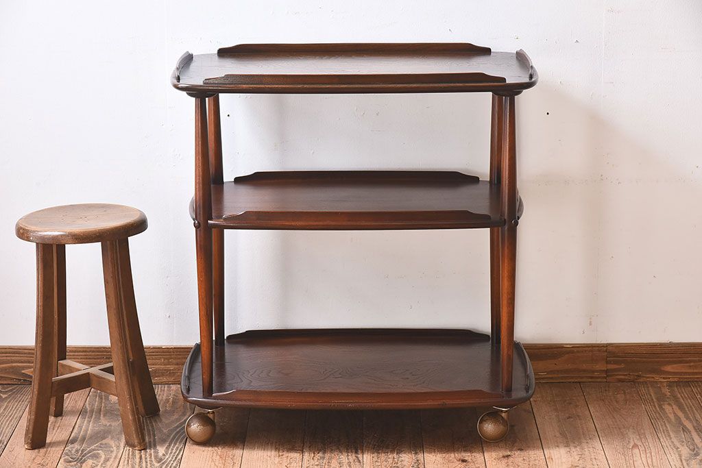 ヴィンテージ家具　ERCOL(アーコール)　イギリスビンテージ　トロリーキャスターワゴン(キッチンワゴン)