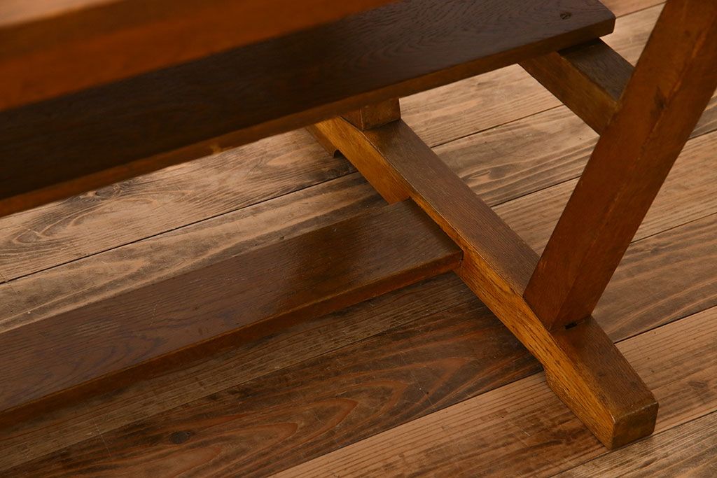 ヴィンテージ家具　和製アンティーク　ナラ材製　味わい深いビンテージの大きなダイニングテーブル(作業台)(1)