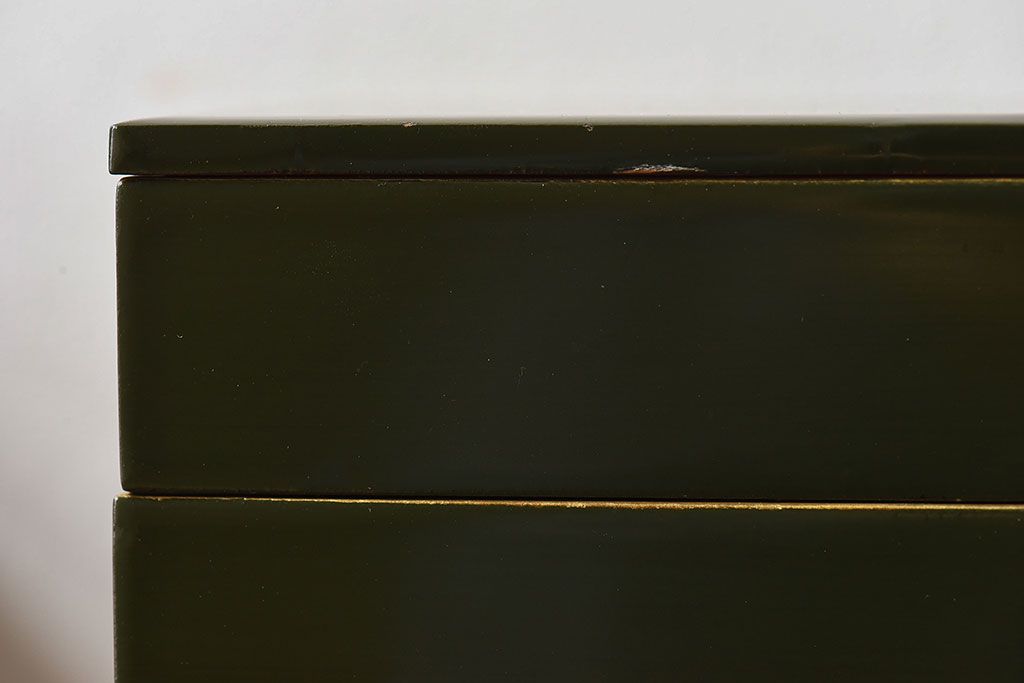 アンティーク雑貨　漆器 沈金 ミニ重箱(外箱・蓋付き)