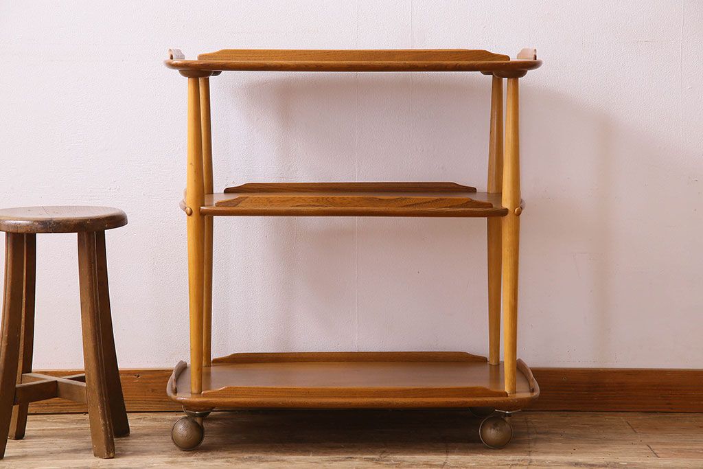 ヴィンテージ家具　ERCOL(アーコール)　イギリスビンテージ　トロリーキャスターワゴン(キッチンワゴン)(3)