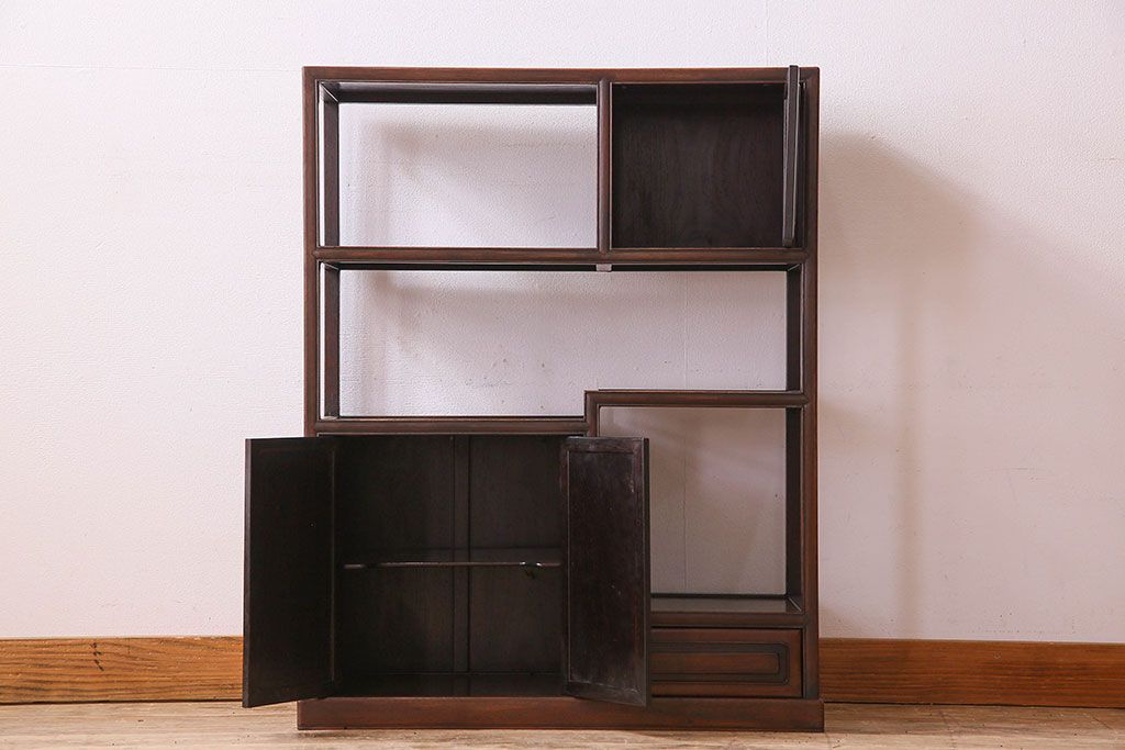 アンティーク家具　時代物 和製アンティーク 紫檀材 飾り棚(茶棚)