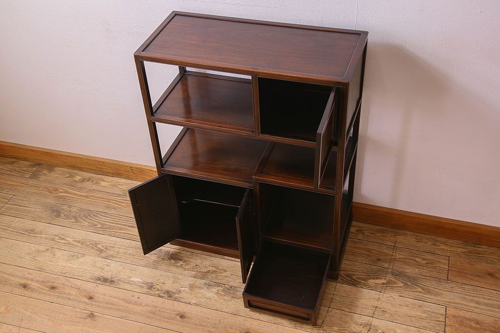 アンティーク家具　時代物 和製アンティーク 紫檀材 飾り棚(茶棚)