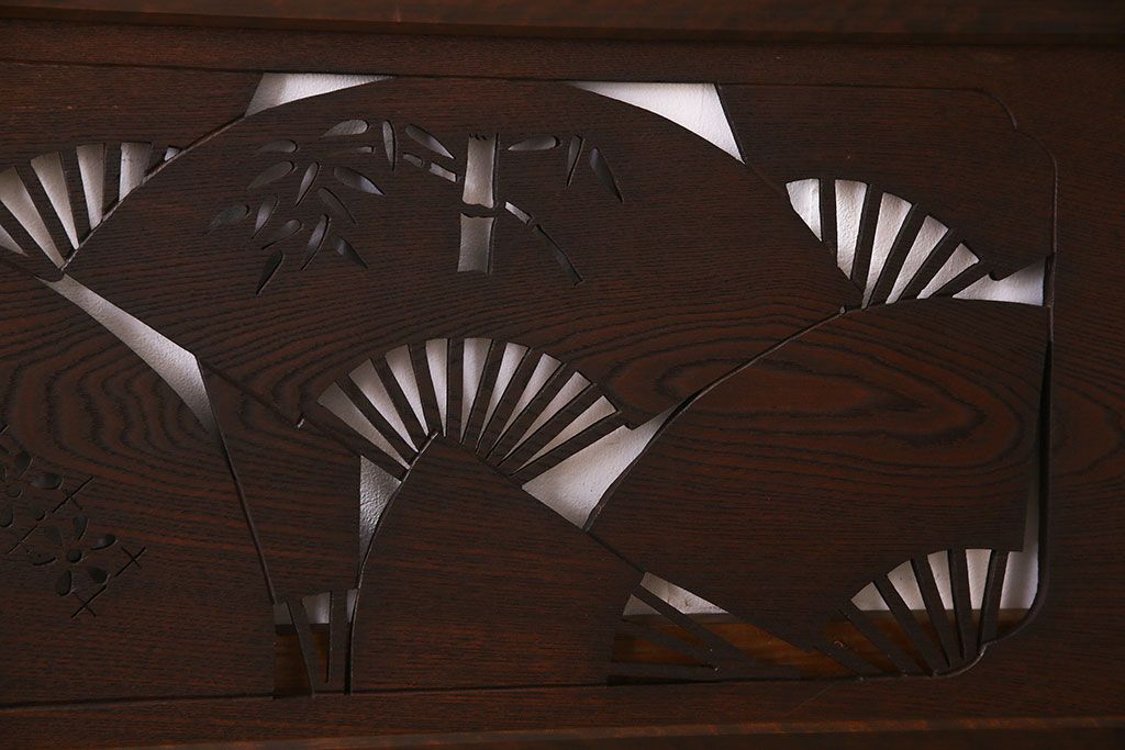 アンティーク雑貨　【展示品】ヒノキ・ケヤキ材　和製アンティーク　扇透かし欄間(1)