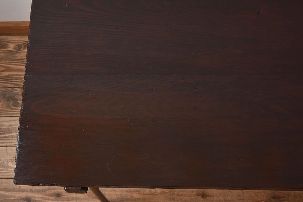 アンティーク家具　ジャンク品　和製アンティーク　古材を使った鉄脚テーブル