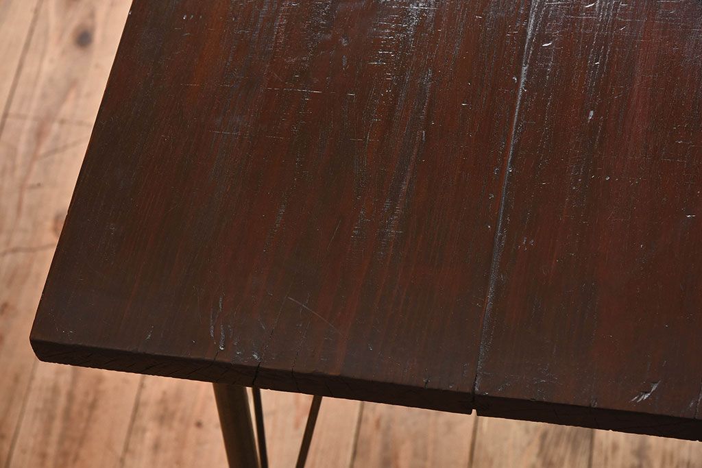 アンティーク家具　ジャンク品　和製アンティーク　古材を使った鉄脚テーブル