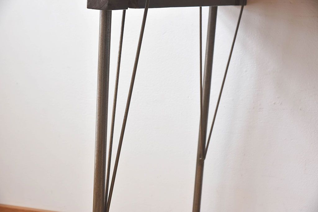 アンティーク家具　ジャンク品　和製アンティーク　古材を使った鉄脚テーブル