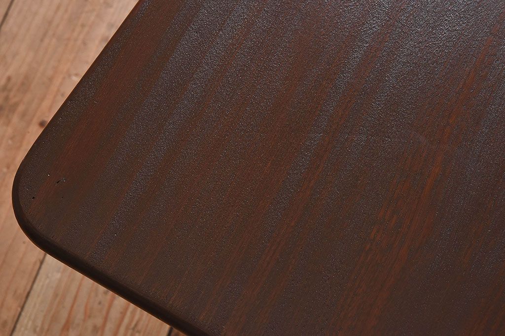 レトロ家具　昭和レトロ　和製アンティーク　栓材一枚板!古い木の味わい深い角ちゃぶ台(2)