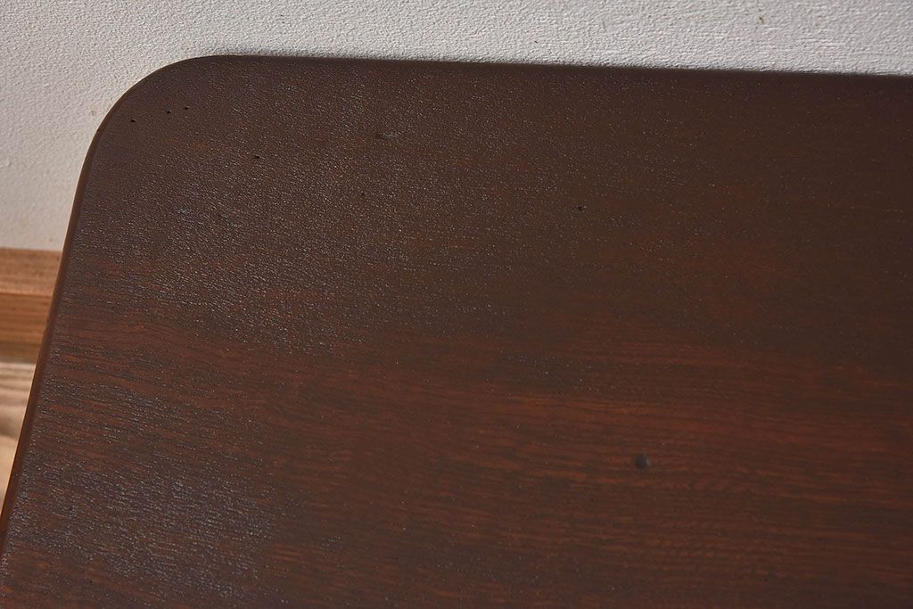 レトロ家具　昭和レトロ　和製アンティーク　栓材一枚板!古い木の味わい深い角ちゃぶ台(2)