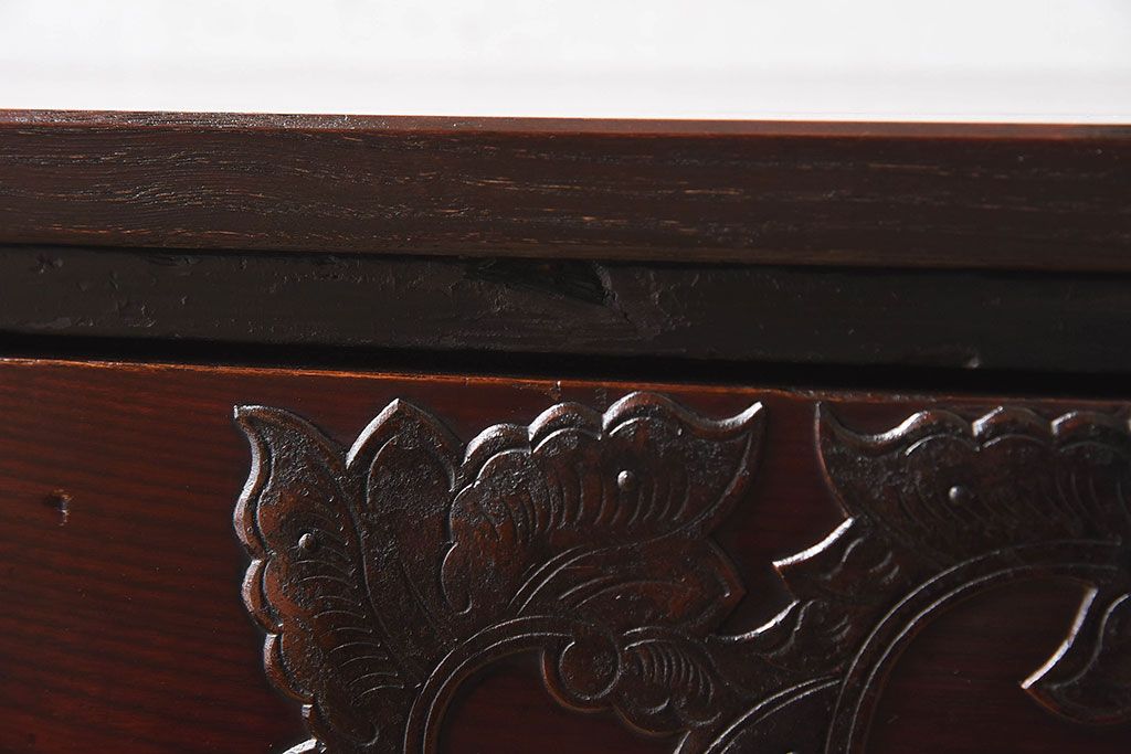 アンティーク家具　和製アンティーク　明治期　前面ケヤキ材　仙台箪笥ローボード