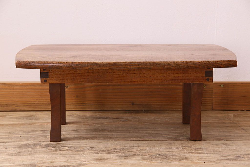 レトロ家具　昭和レトロ　栗材　天板の形がお洒落なちゃぶ台
