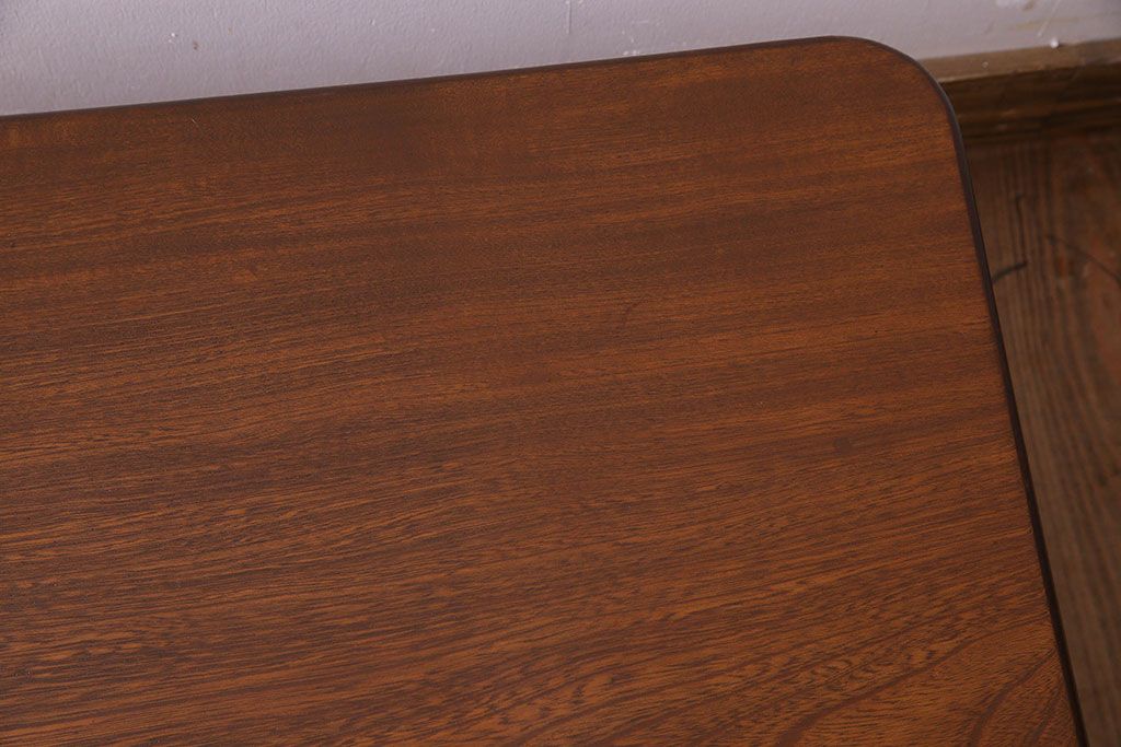 レトロ家具　昭和レトロ　和製アンティーク　栓材一枚板!古い木の味わい深い角ちゃぶ台(3)