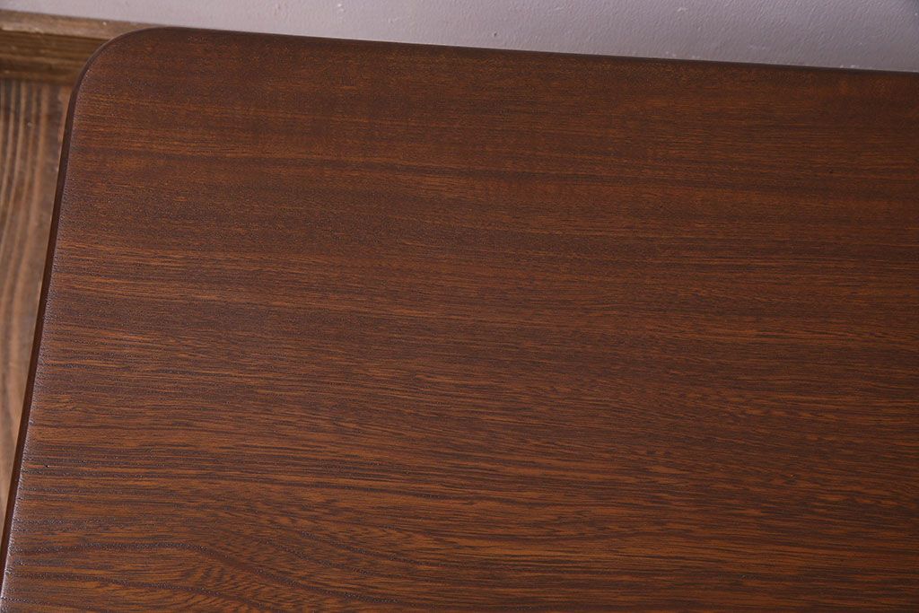レトロ家具　昭和レトロ　和製アンティーク　栓材一枚板!古い木の味わい深い角ちゃぶ台(3)
